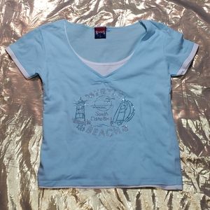BasiX Light Blue Embellished Tee Sz. XL